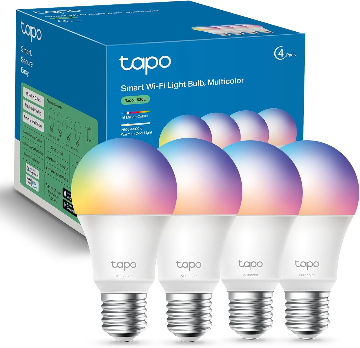 The TP-Link Tapo L530E bulbs are smart LED light bulbs that can be controlled remotely via your smartphone or voice commands. These bulbs offer a wide range of functionalities that make them ideal for modern living.